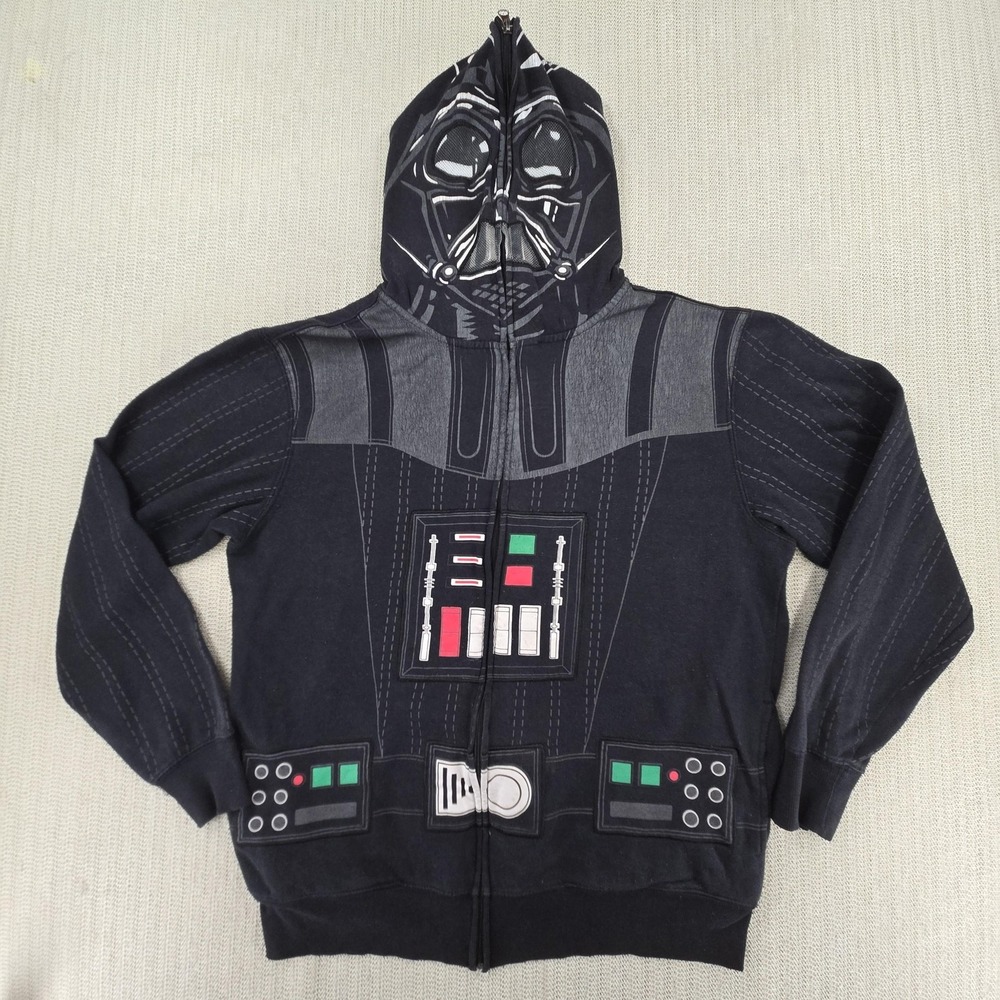 Star Wars Hoodie Sweatshirt Mens Large Black Darth Vader Full Zip Fleece Graphic